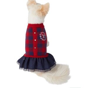 Frisco Candy Cane Plaid Dog & Cat Sweater Dress